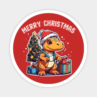 Christmas trex dinosaur wishing merry Christmas Magnet